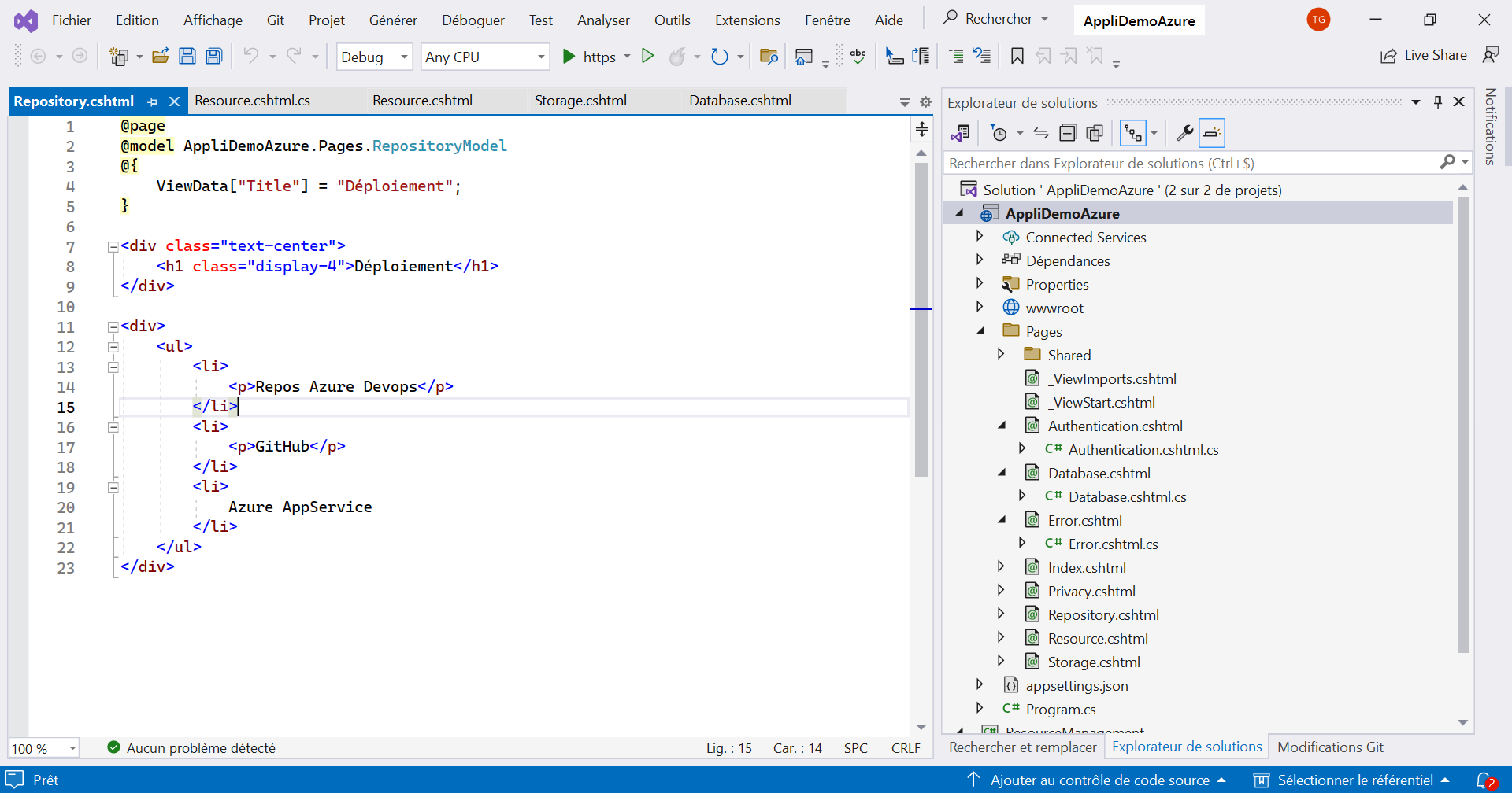 Outils de développement Visual Studio